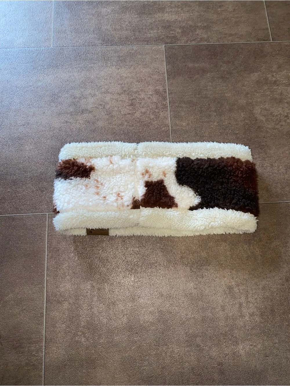 CC Faux Shearling Ear Warmer Headband in Cream and Brown